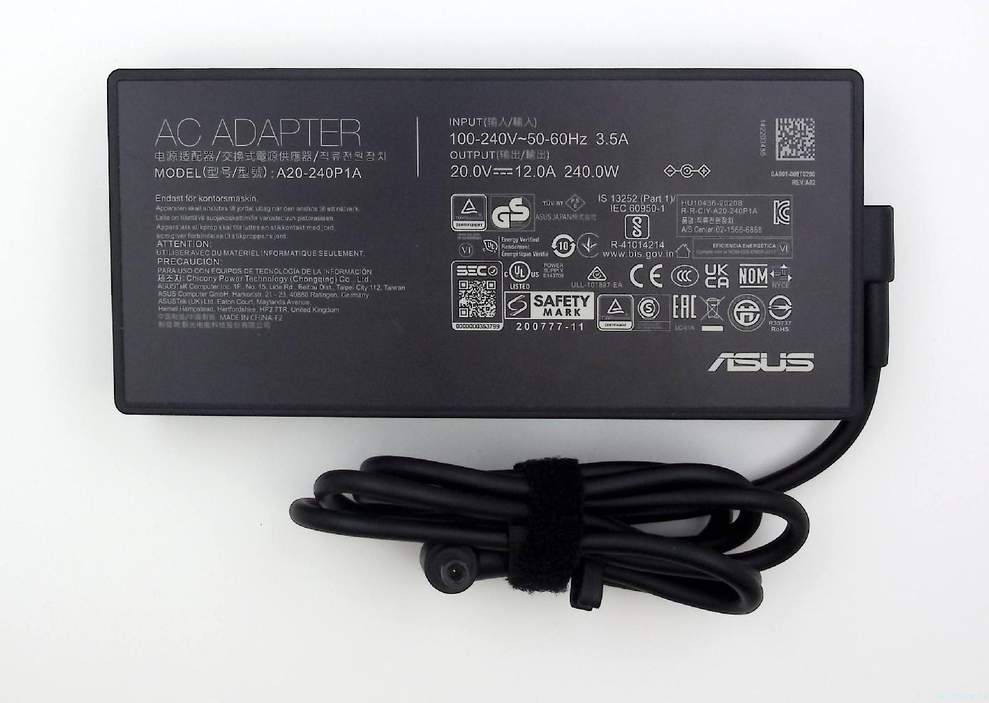 Блок питания Asus A20-240P1A 20V 12A, 240W, 6.0х3.7с иглой купить