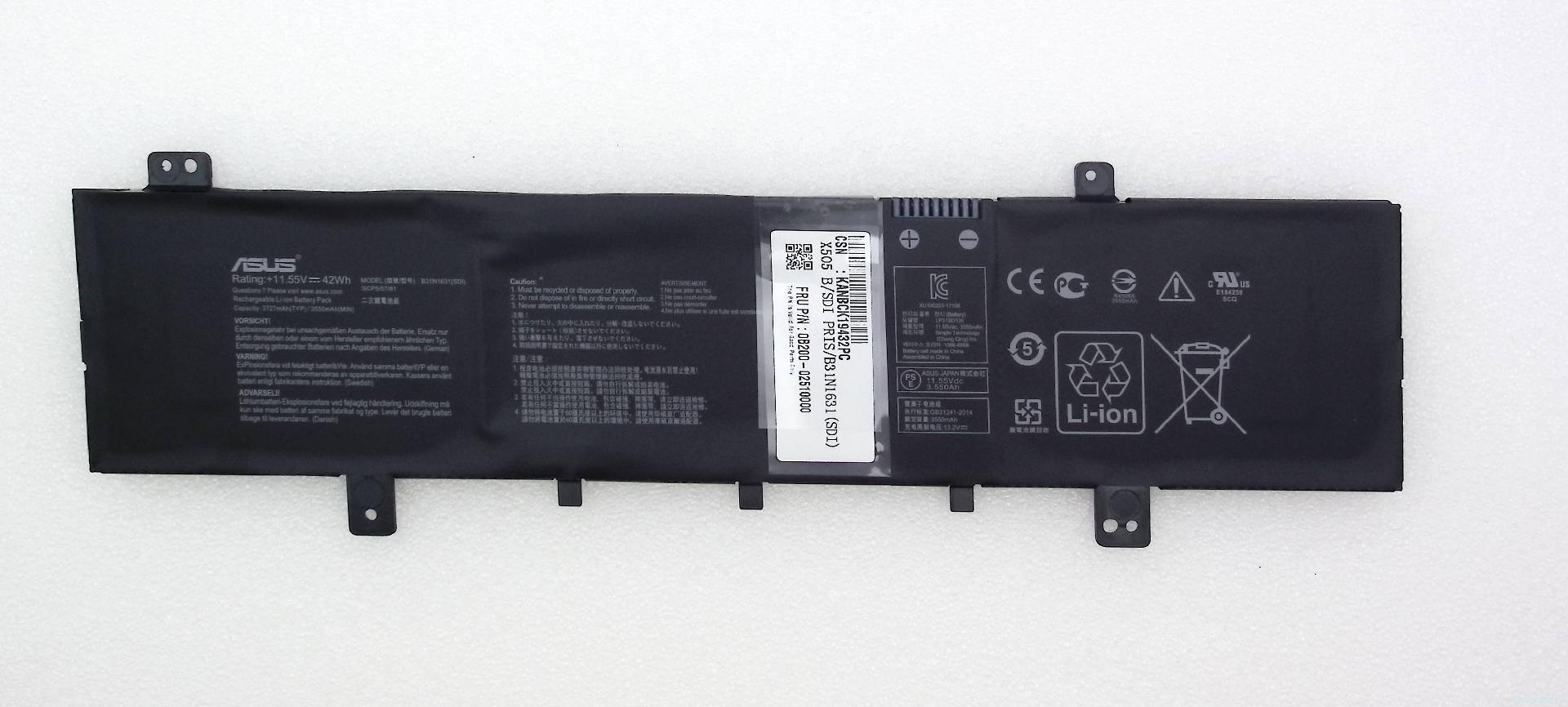Аккумулятор B31N1631 для ноутбука ASUS X505• Износ  1%