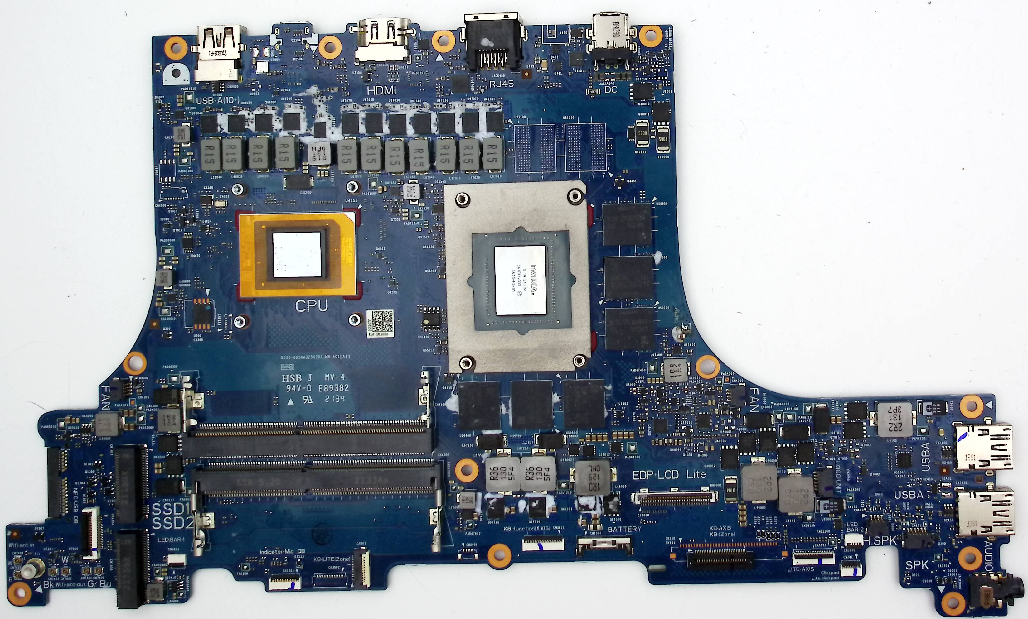 Материнская плата ASUS G733QM на восстановление или донор компонентов.