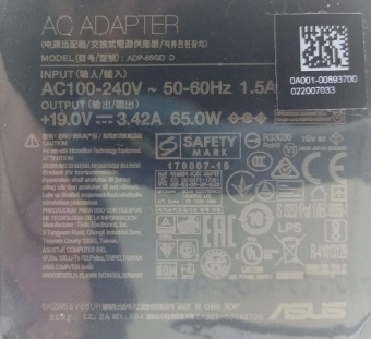 Блок питания ADP-65GD D  ASUS 19V 3.42A, 5.5х2.5mm