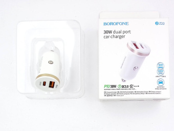 Автомобильное зарядное устройство BOROFONE BZ22 18W + 30W, 2 порта