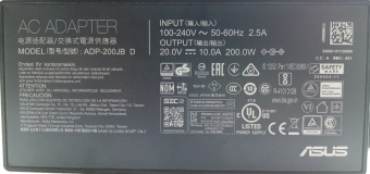 Блок питания  ASUS  ADP-200JB D  20V 10A, 6.0х3.7mm с иглой